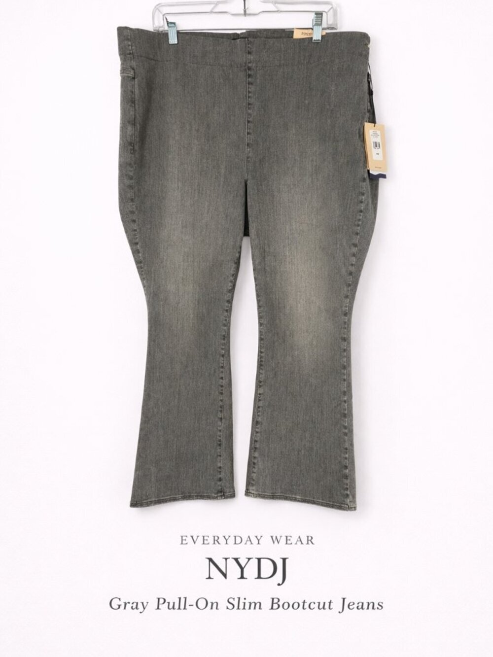 NYDJ Pull On Slim Bootcut Jeans P2X Gray SpanSpring Denim NWT